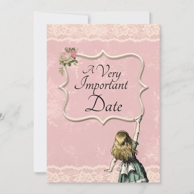 Alice im Wunderland Sehr wichtig Hochzeit Save The Date (Vorderseite)