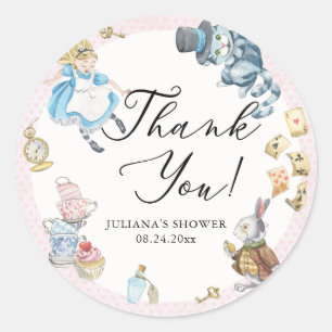 Alice im Wunderland Skurrile Dusche Runder Aufkleber