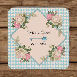 Alice im Wunderland Soft Blue Harlequin Rechteckiger Pappuntersetzer