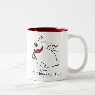 Alice im Wunderland-späte Kaninchen-Tasse Zweifarbige Tasse