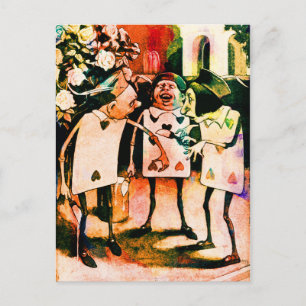Alice im Wunderland Spielkarten Aquarell Postkarte