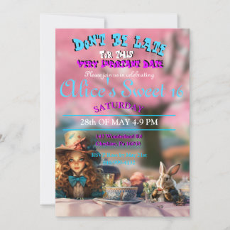 Alice im Wunderland Sweet 16 Einladung