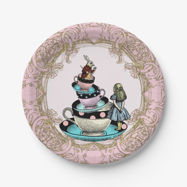 Alice im Wunderland Tea Party Pappteller (Vorderseite)