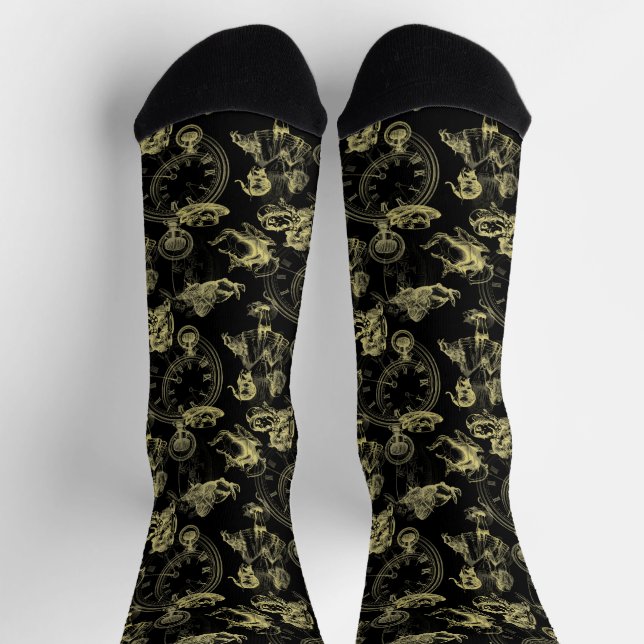 Alice im Wunderland Tee Black Gold Socken (Oben)