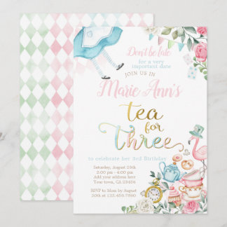 Alice im Wunderland, Tee für den 3. Geburtstag Einladung