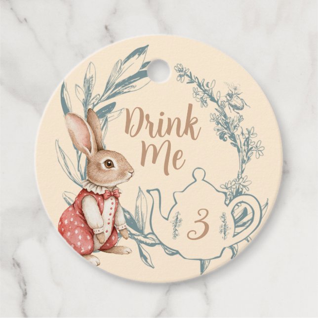 Alice im Wunderland Tee für drei Drinks Geschenkanhänger (Vorderseite)
