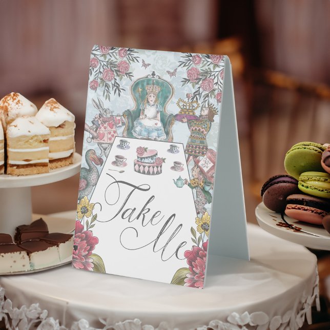 Alice im Wunderland Tee Party bringt mich Tischaufsteller (Alice in Wonderland Tea Party Take Me Table Tent Sign)