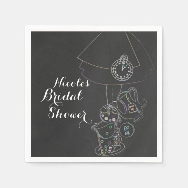 Alice im Wunderland Tee Party Chalkboard Party Serviette (Vorderseite)