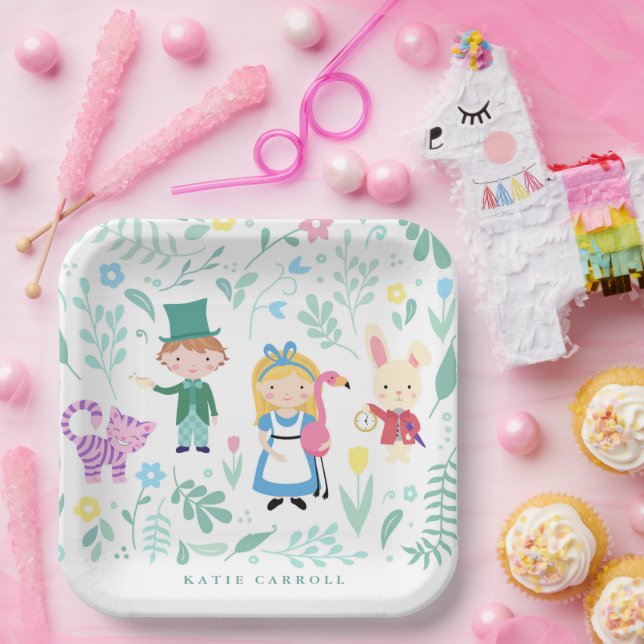 Alice im Wunderland Tee-Party Kinderdusche Pappteller (Party)