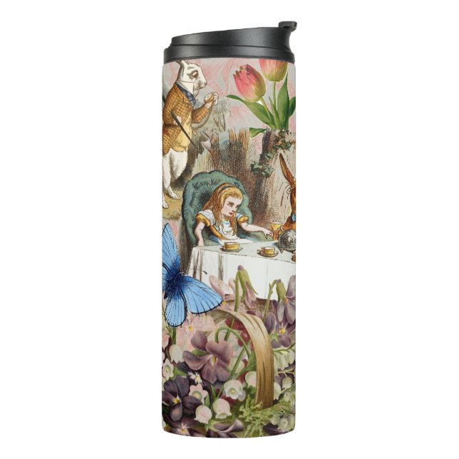 Alice im Wunderland Tee Party Kunst Thermosbecher (Nach links gedreht)