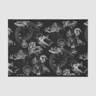 Alice im Wunderland-Tee-Zeit-Schwarz-Seidenpapier Seidenpapier