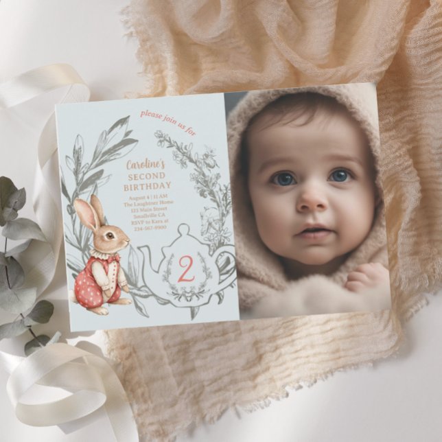 Alice im Wunderland Tee zum zweiten Geburtstag Einladung (Von Creator hochgeladen)