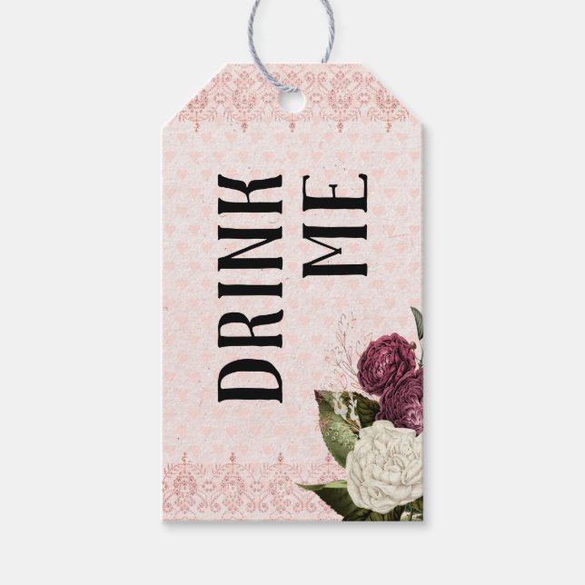 Alice im Wunderland Teemarke "Drink Me" Geschenkanhänger (Vorderseite)