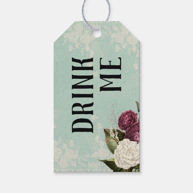 Alice im Wunderland Teemarke "Drink Me" Geschenkanhänger (Vorderseite)