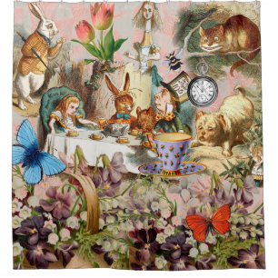 Alice im Wunderland Teeparty Kunst Duschvorhang