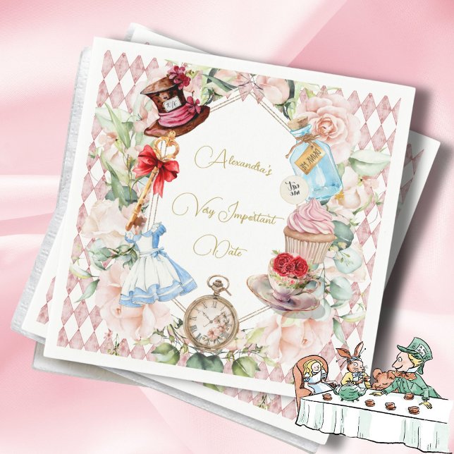 Alice im Wunderland Thema Floral Pink Persönlich Serviette (Von Creator hochgeladen)