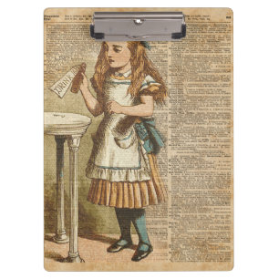Alice im Wunderland Trinke Mich Vintage-Buchseite- Klemmbrett