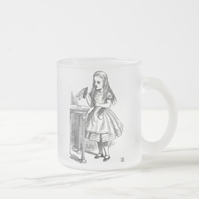 Alice im Wunderland trinken mich mattierte Mattglastasse (Rechts)
