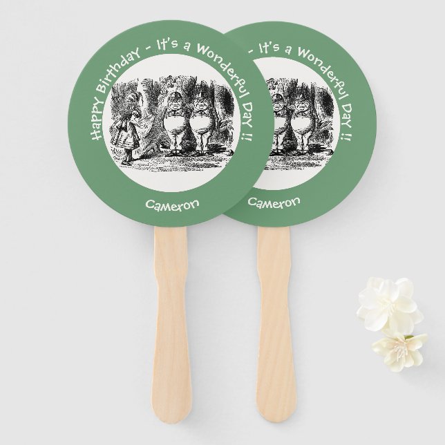 Alice im Wunderland Tweedledum & Tweedledeh Party Fächer (Vorne und Hinten)