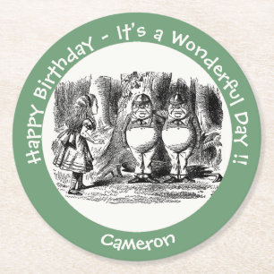 Alice im Wunderland Tweedledum & Tweedledeh Party Runder Pappuntersetzer