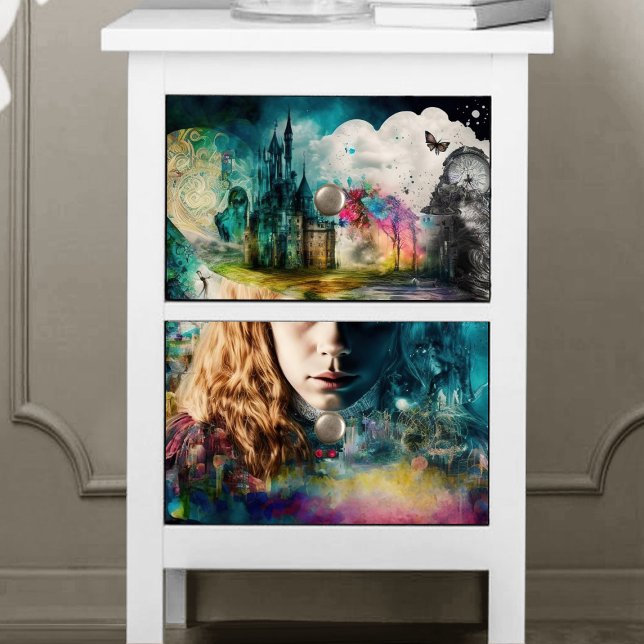 Alice im Wunderland | Uhr und City Skyline Seidenpapier (Von Creator hochgeladen)