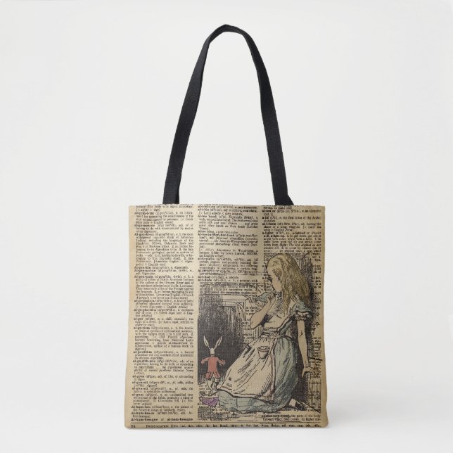 Alice im Wunderland und das weiße Kaninchen Tasche (Vorderseite)