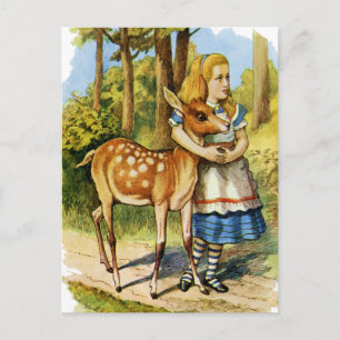 Alice im Wunderland und der Hirsch Postkarte