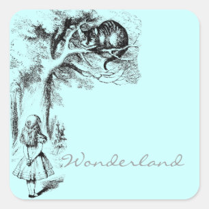 Alice im Wunderland und die Cheshire-Katze Quadratischer Aufkleber