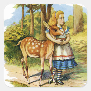 Alice im Wunderland und die Rotwild Quadratischer Aufkleber