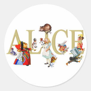ALICE IM WUNDERLAND UND FREUNDE RUNDER AUFKLEBER
