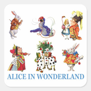 Alice im Wunderland und ihre Freunde Quadratischer Aufkleber