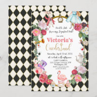 Alice im Wunderland Vintag Einladung zum Geburtsta