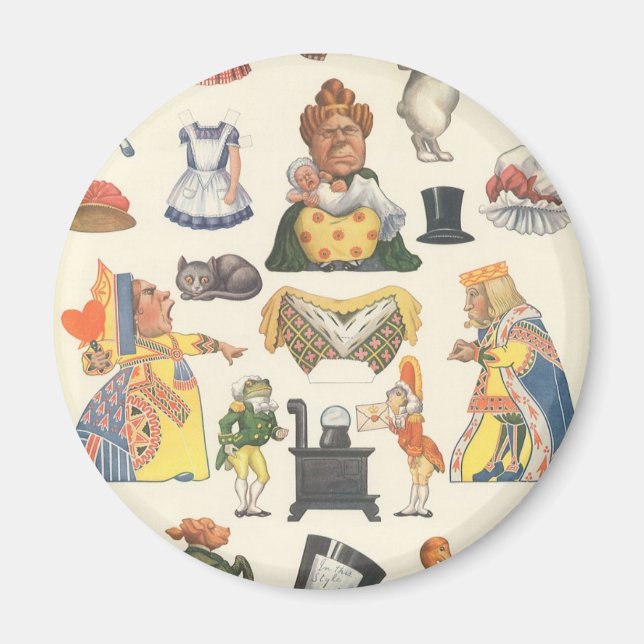 Alice im Wunderland, Vintage Viktorianische Papier Magnet (Vorne)