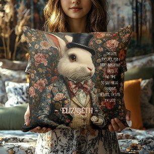 Alice im Wunderland Vintage Weißes Kaninchen Kissen