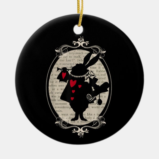 Alice im Wunderland Vintages Kaninchen Keramik Ornament (Vorne)