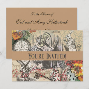 Alice im Wunderland Vorhang Classic Art Einladung