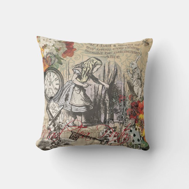 Alice im Wunderland Vorhang Classic Art Kissen (Vorderseite)
