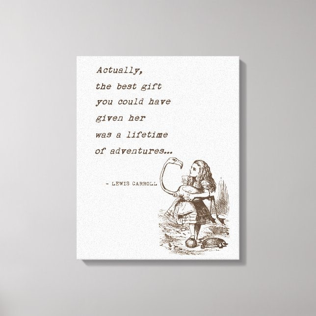 Alice im Wunderland W/Flamingo Adventure Quote Leinwanddruck (Vorderseite)