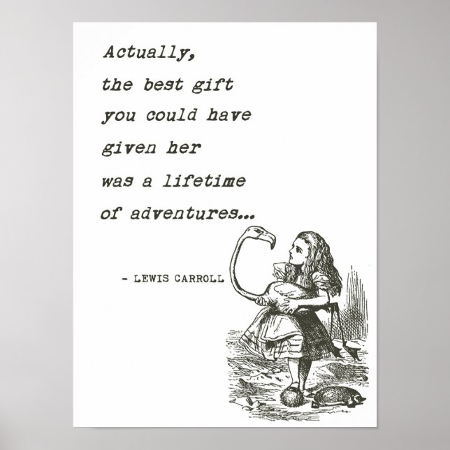 Alice im Wunderland W/Flamingo Adventure Quote Poster (Vorne)