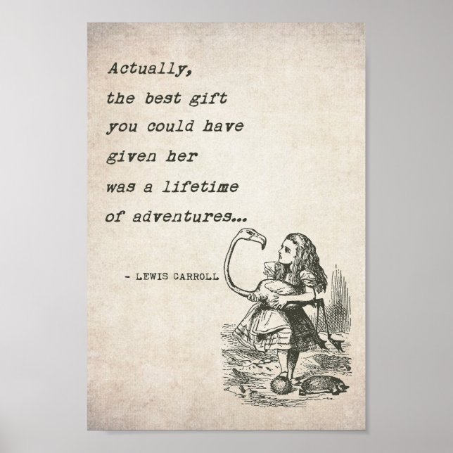 Alice im Wunderland W/Flamingo Adventure Quote Poster (Vorne)