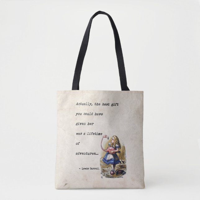 Alice im Wunderland W/Flamingo Adventure Quote Tasche (Vorderseite)