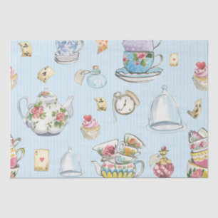Alice im Wunderland Wasserfarbe Blau gestreift Seidenpapier