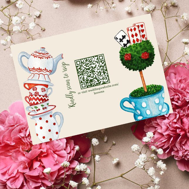 Alice im Wunderland Wedding qr Code RSVP Card Karte (Von Creator hochgeladen)