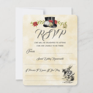 Alice im Wunderland Wedding RSVP Karte