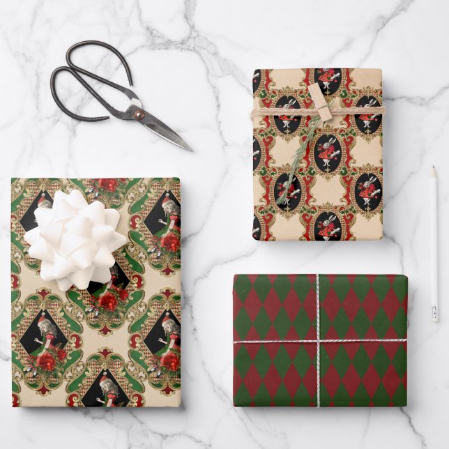 Alice im Wunderland Weihnachten Geschenkpapier Set (Vorderseite)