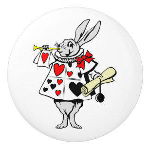 Alice im Wunderland-Weiß-Kaninchen Keramikknauf