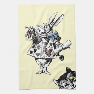 Alice im Wunderland-weiße Kaninchen-Cheshire-Katz Handtuch