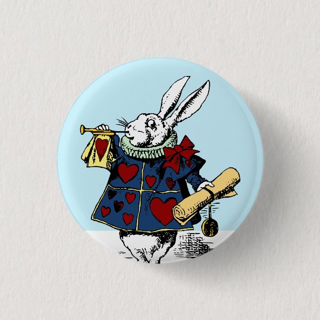 Alice im Wunderland-weiße Kaninchen-Knopf-Art #1 Button (Vorderseite)