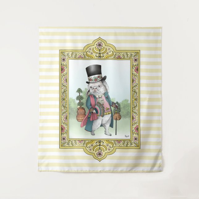 Alice im Wunderland Weiße Kaninchenkleidung Wandteppich (Vorderseite)