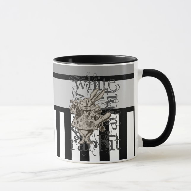Alice im Wunderland-weißer KaninchenGrunge Tasse (Rechts)
